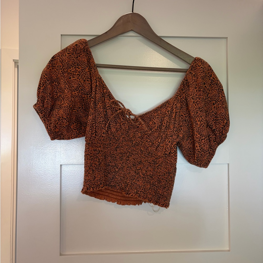 Women's Billabong Leopard Print Puff Sleeve Top